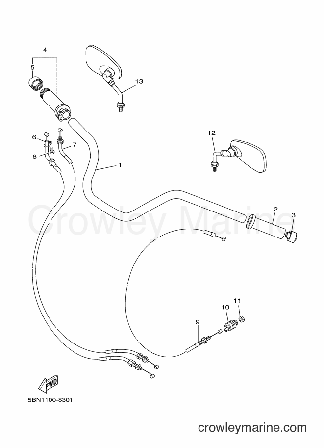 Yamaha Motors XVS650A (5BNR) [010] - STEERING HANDLE & CABLE