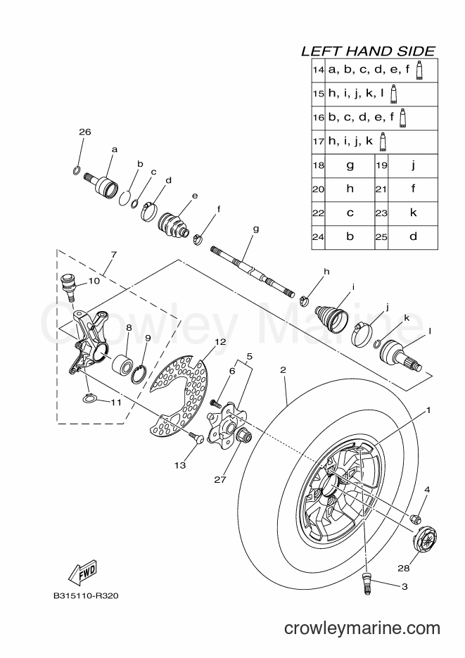 Yamaha Motors YFM700FWAD (B1A2) [010] - FRONT WHEEL