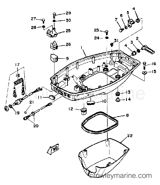 Yamaha Motors 40LN - BOTTOM COWLING