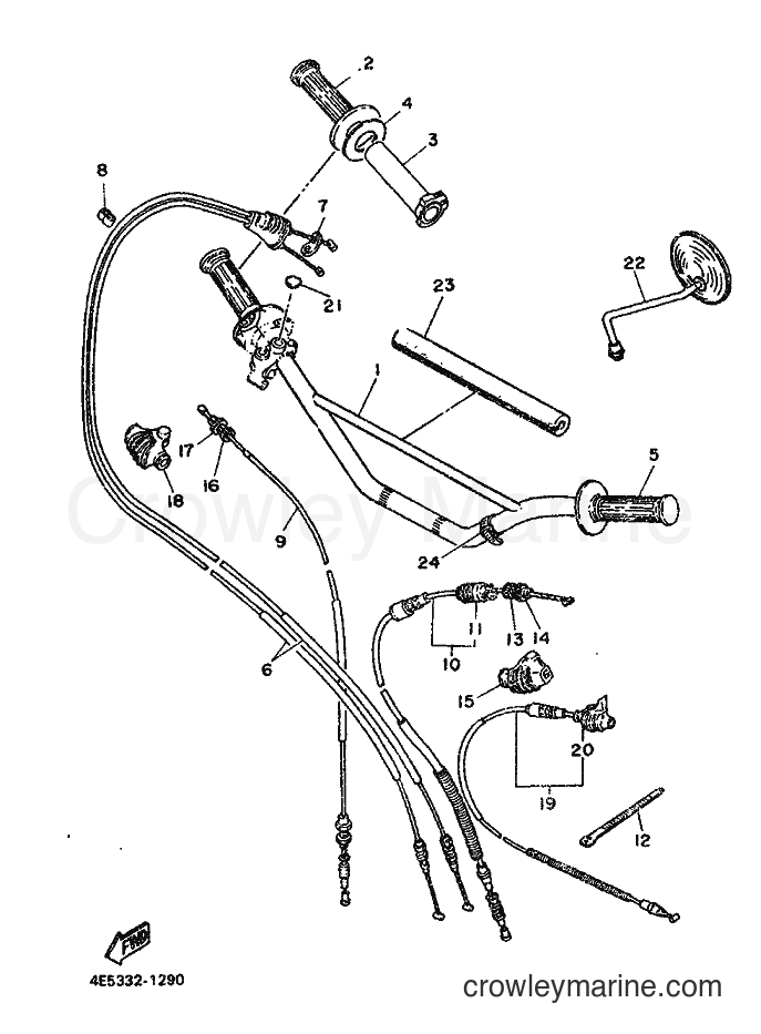 1986 Dirt Bike XT500 - XT500 (56U) [999] - STEERING HANDLE & CABLE