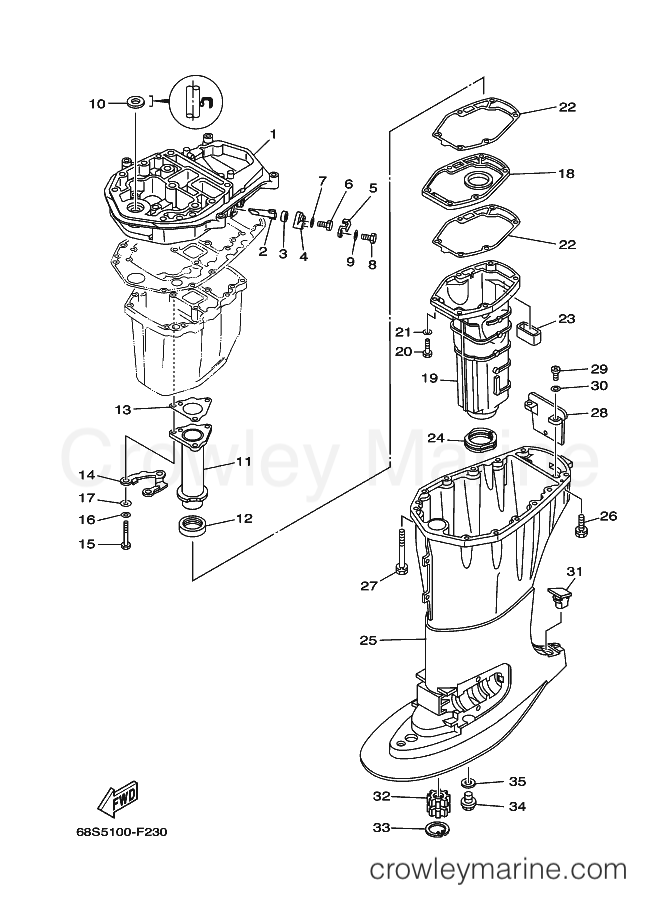 Yamaha Motors F60A '07 (69W6) [160] - UPPER CASING