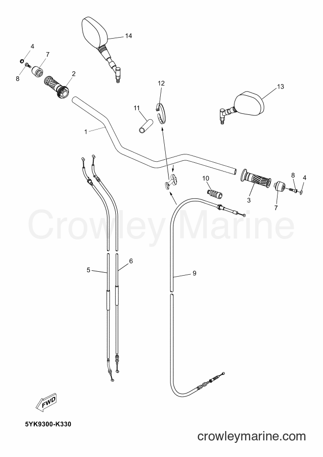 2012 Street Bike MT03 - MT03 (2BF1) [010] - STEERING HANDLE & CABLE