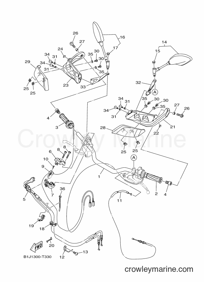 2019 Street Bike MTT850D - MTT850D (B1J7) [010] - STEERING HANDLE & CABLE