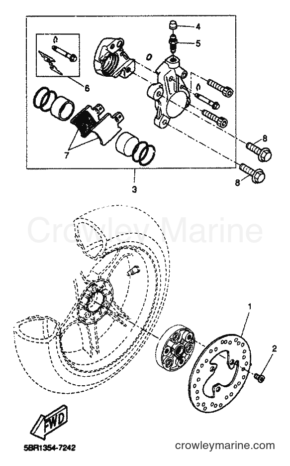2001 Scooter YQ50 - YQ50 (5PU1) [020] - REAR BRAKE CALIPER