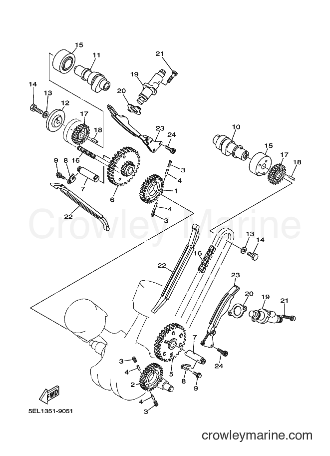 Yamaha Motors XVS1100 (5EL8) [100] - CAMSHAFT & CHAIN