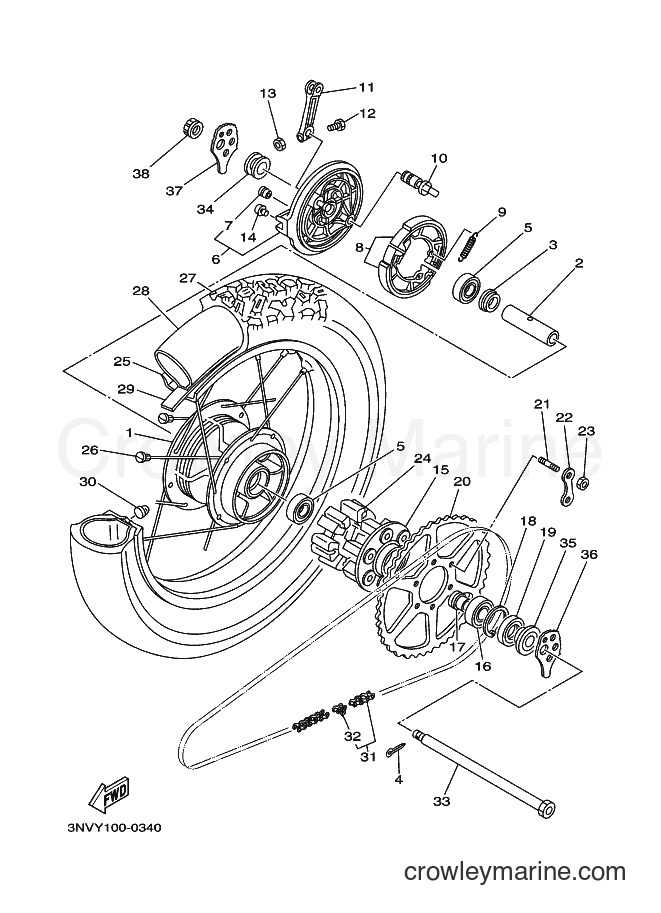 2000 Dirt Bike XT350 - XT350 (5LJ2) [010] - REAR WHEEL