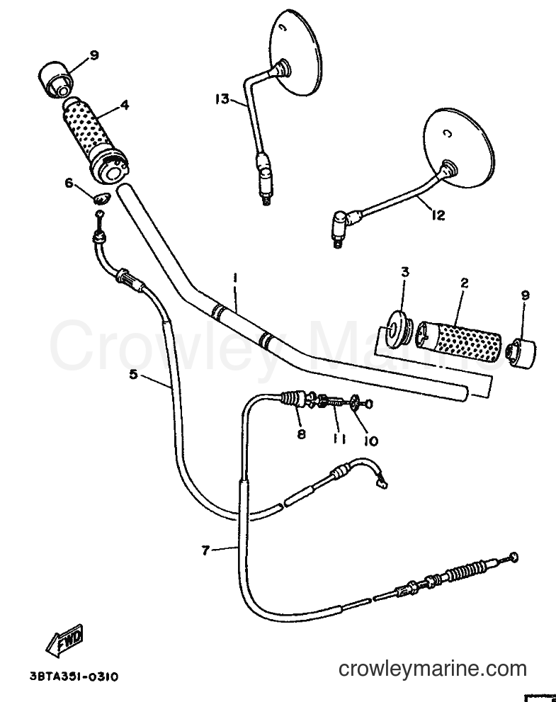 Yamaha Motors XV535 (3BTS) [999] - STEERING HANDLE & CABLE