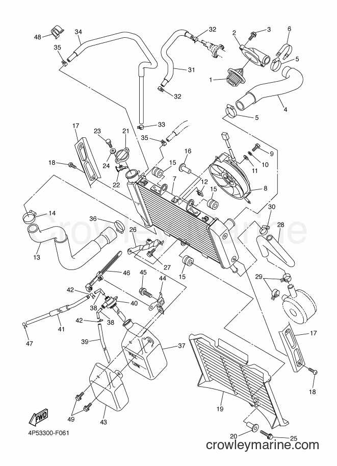 Yamaha Motors FZ6-SA (4P54) [030] - RADIATOR & HOSE