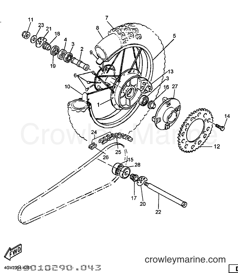 1998 Dirt Bike TT600E - TT600E (4LW4) [010] - REAR WHEEL
