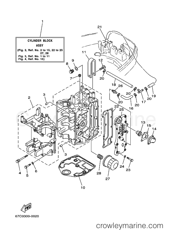 Yamaha Motors F40B (67C) [170] - CYLINDER & CRANKCASE