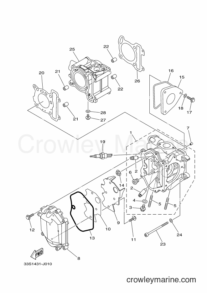 2012 Scooter AL125 - AL125 (33SB) [010] - CYLINDER HEAD