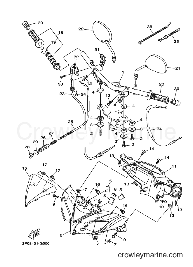 Yamaha Motors T110 (2P15) [010] - STEERING HANDLE & CABLE