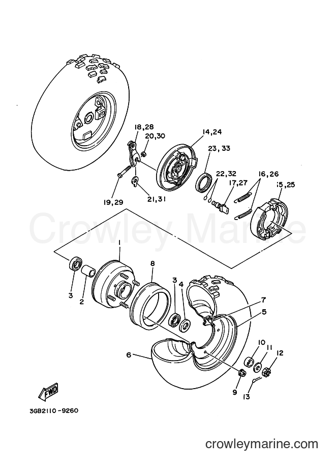 1992 ATV YFM100 - YFM100 (3GBB) [010] - FRONT WHEEL