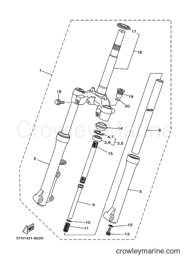 Yamaha Motors T110 (5XV1) [010] - FRONT FORK
