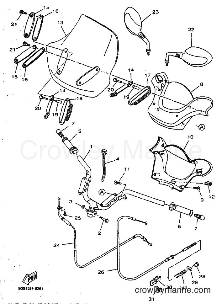 1999 Scooter YP125E - YP125E (5DS8) [010] - STEERING HANDLE & CABLE