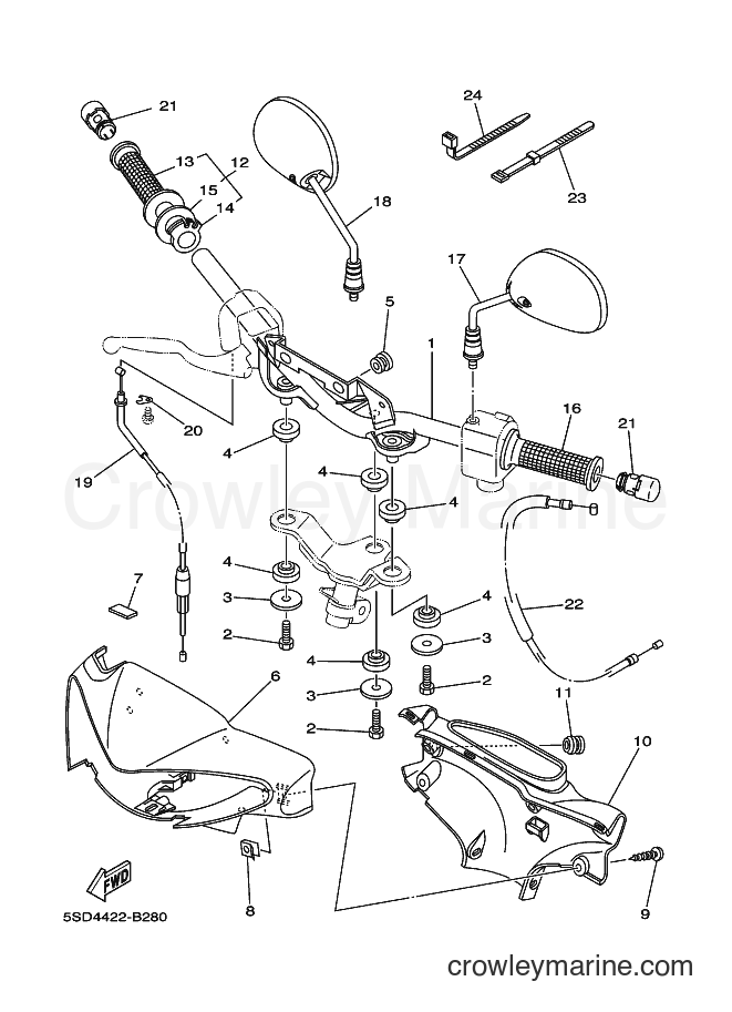 Yamaha Motors T105SE (5SD4) [010] - STEERING HANDLE & CABLE