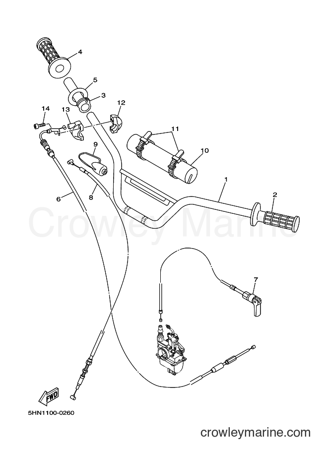 2000 Dirt Bike TT-R90 - TT-R90 (5HN4) [010] - STEERING HANDLE & CABLE