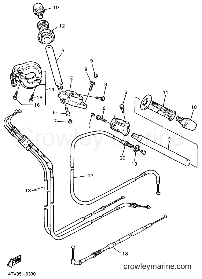 1997 Sport Bike YZF600R - YZF600R (4WF2) [010] - STEERING HANDLE & CABLE