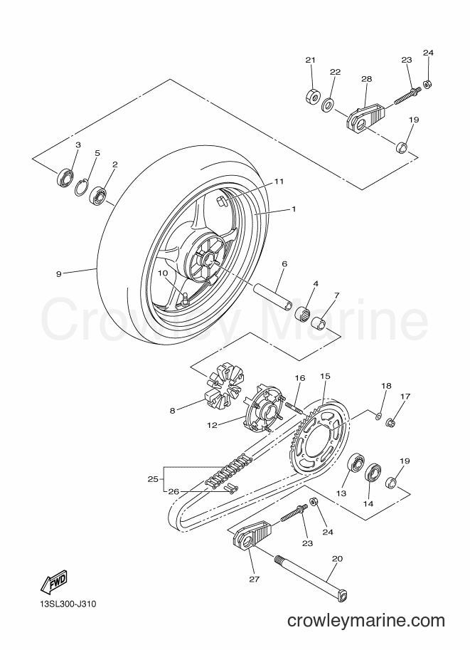 2012 Sport Bike YZF-R6 - YZF-R6 (1JSF) [010] - REAR WHEEL