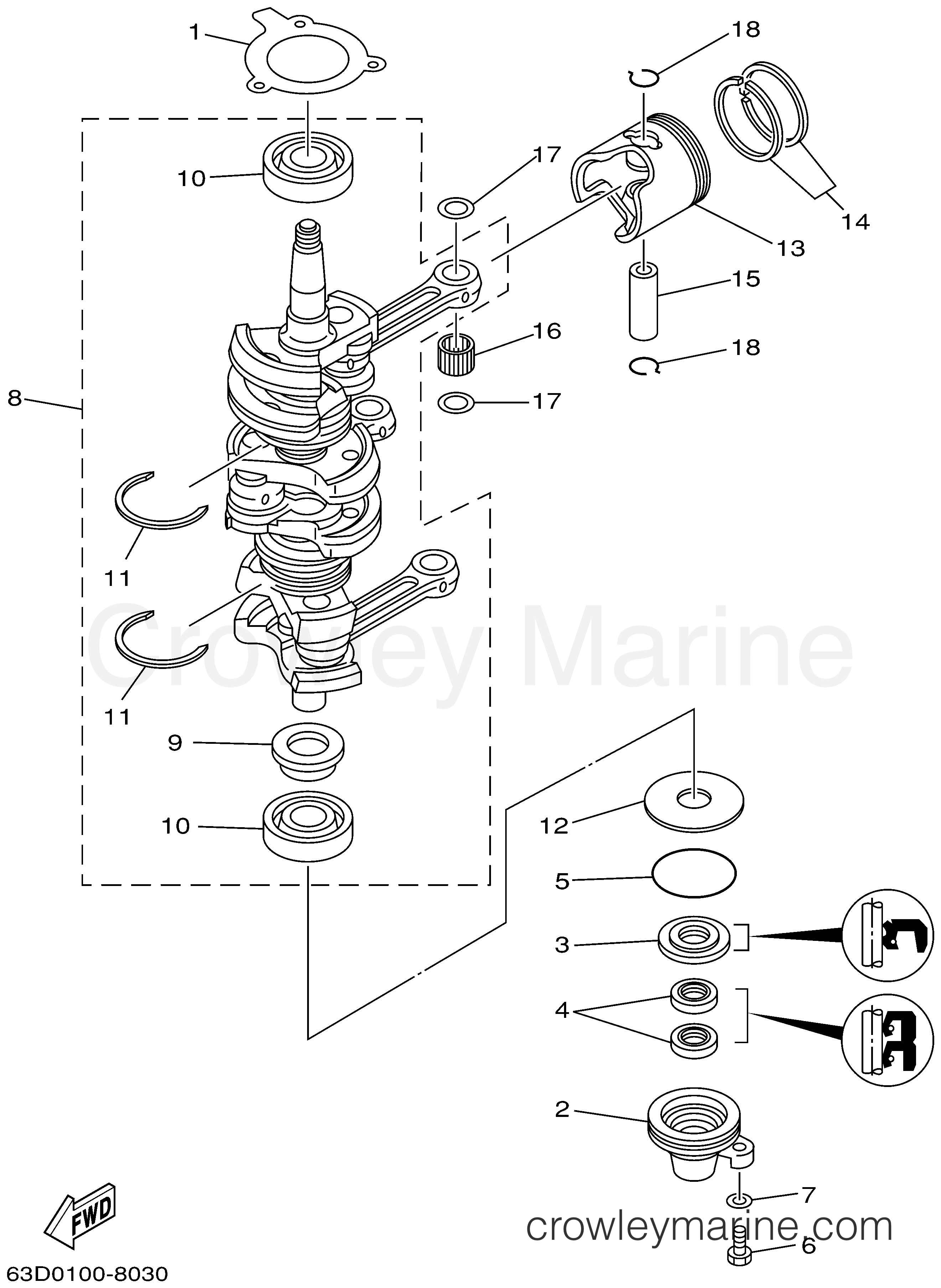 Yamaha Motors C40TLRA - CRANKSHAFT PISTON