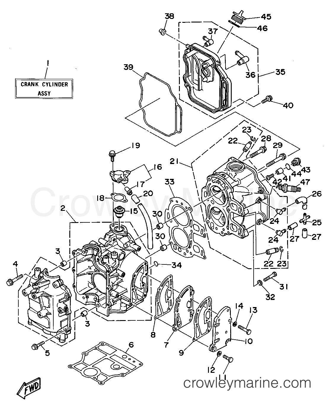 Yamaha Motors T9.9EXHT - CYLINDER CRANKCASE