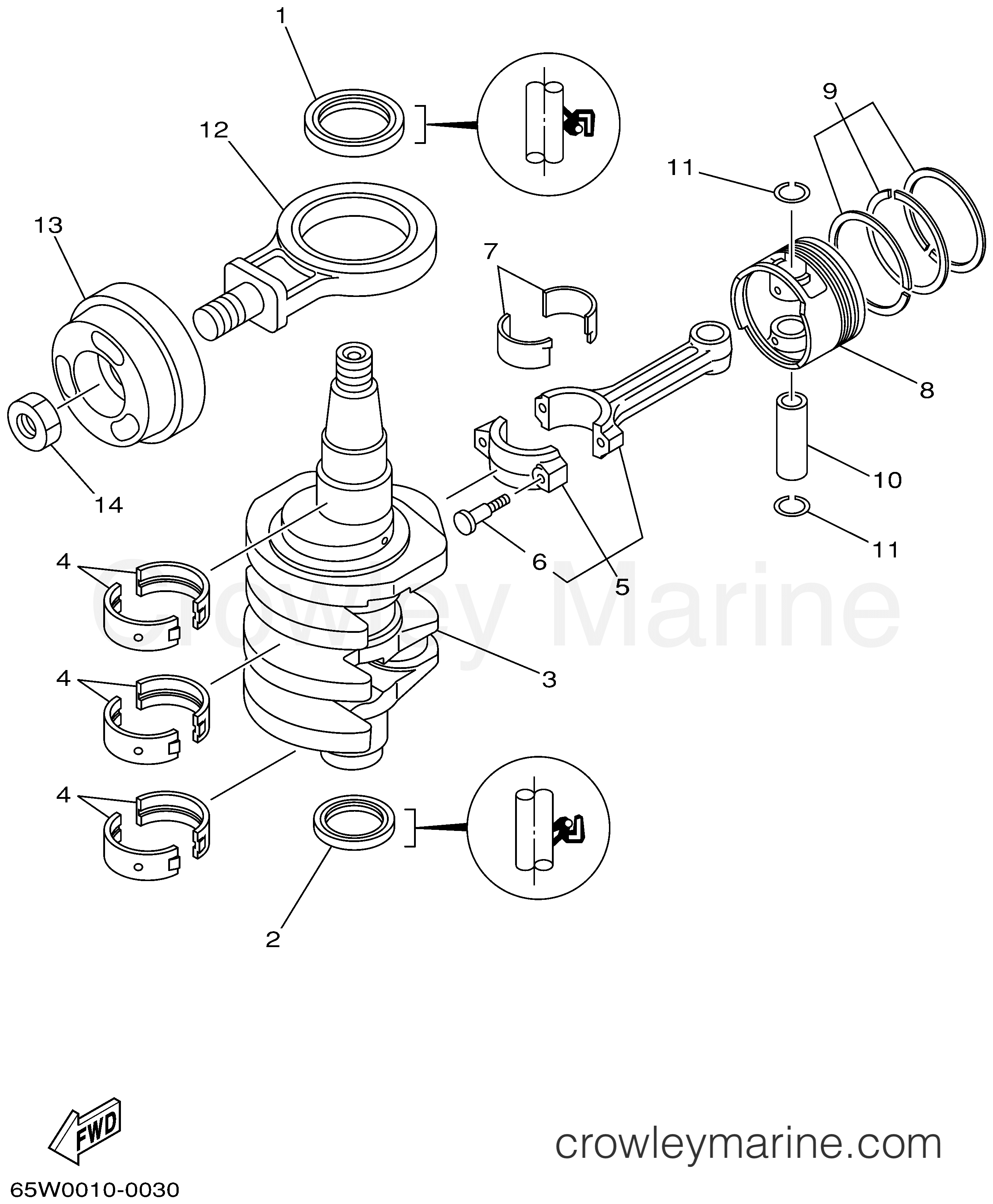 Yamaha Motors T25TLRA - CRANKSHAFT PISTON