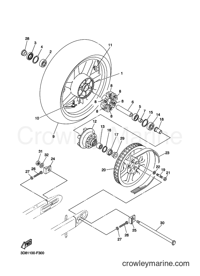 Yamaha Motors XVS1300A (1CS8) [010] - REAR WHEEL