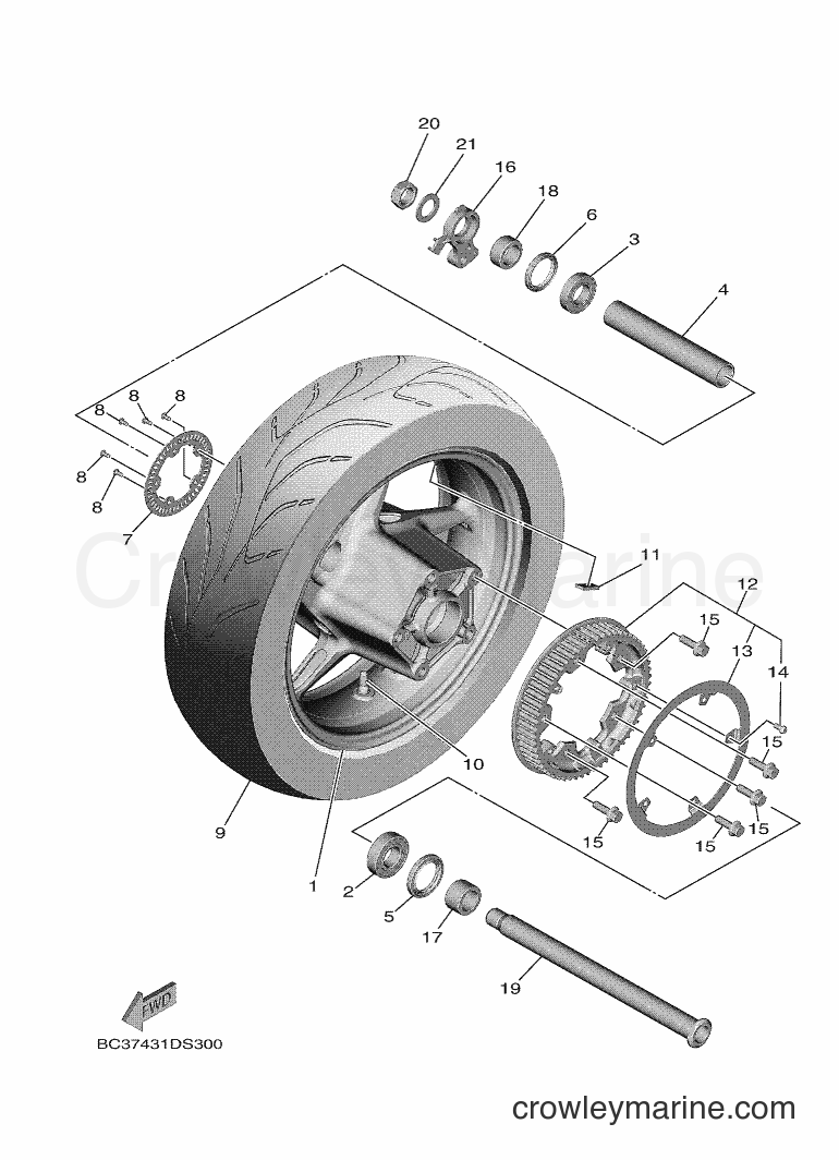 2017 Maxi-Scooter XP530D-A - XP530D-A (BC37) [010] - REAR WHEEL