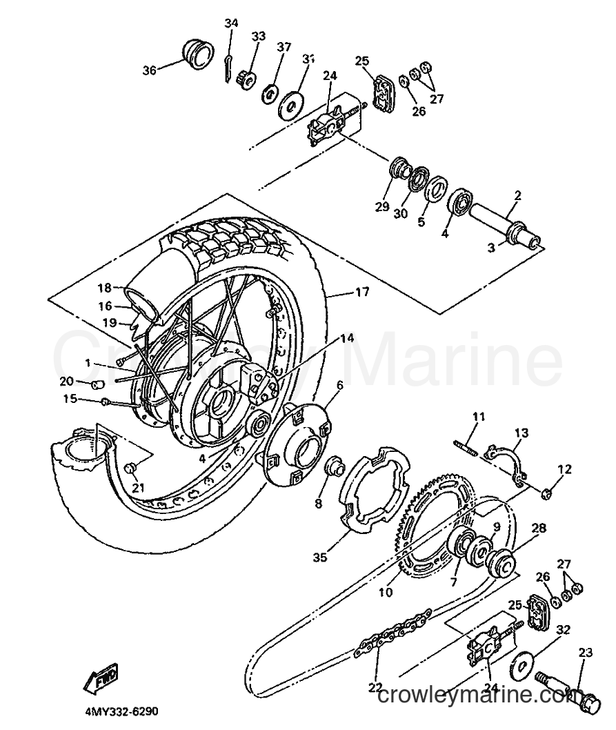 1996 Dirt Bike XTZ660 - XTZ660 (4MY3) [030] - REAR WHEEL
