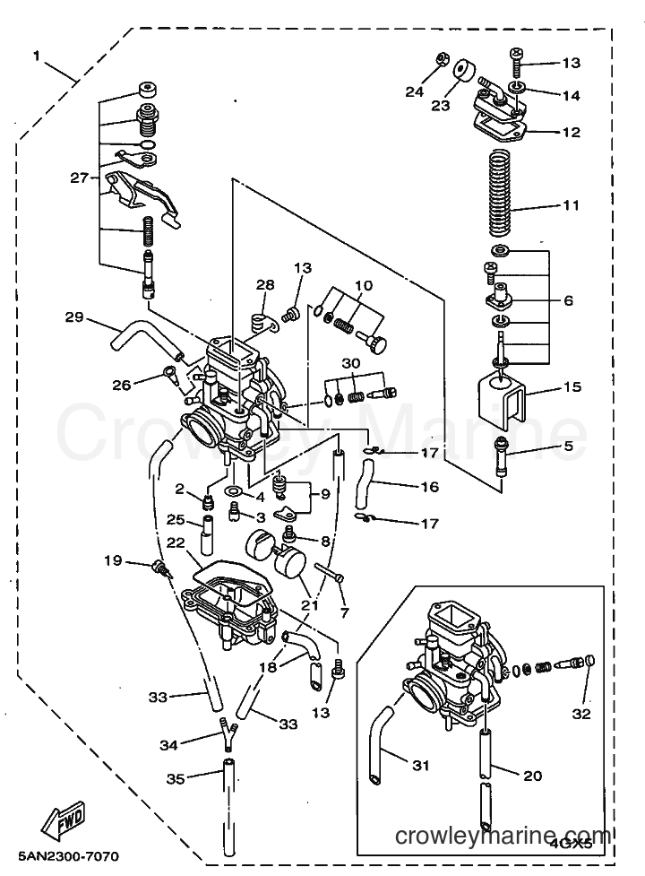 1997 Dirt Bike TDR125 - TDR125 (5AN2) [070] - CARBURETOR