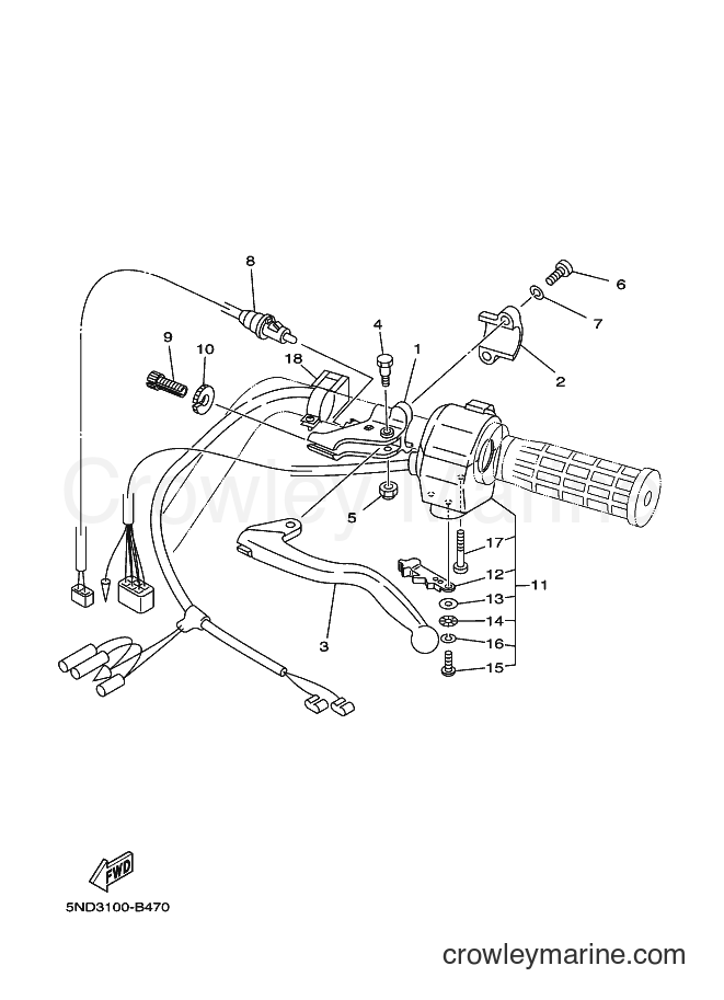 Yamaha Motors YFM450FWAN (5ND3) [020] - HANDLE SWITCH & LEVER