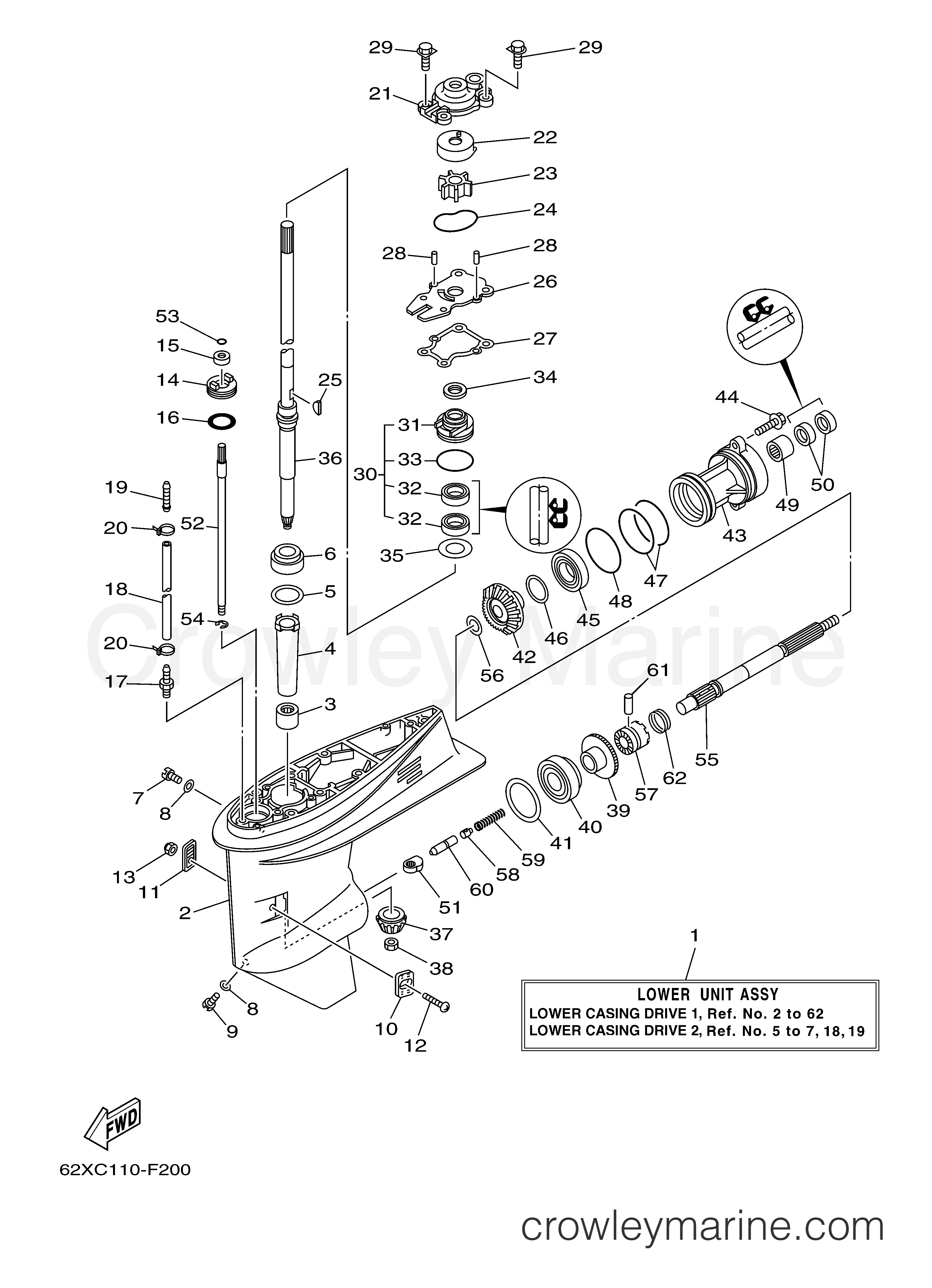 Yamaha Motors 50TLR - LOWER CASING DRIVE 1
