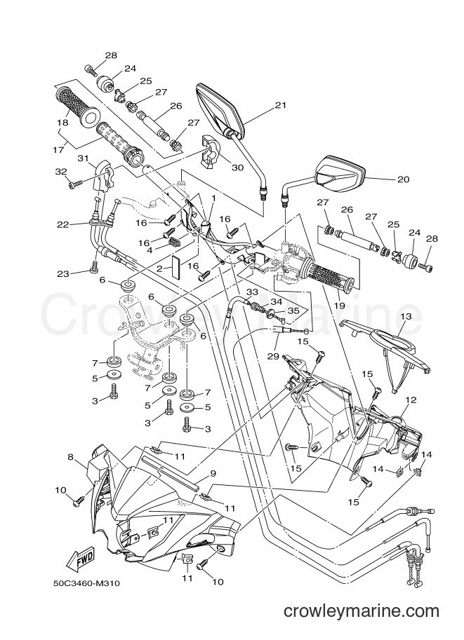 Yamaha Motors T135HC (50C3) [010] - STEERING HANDLE & CABLE
