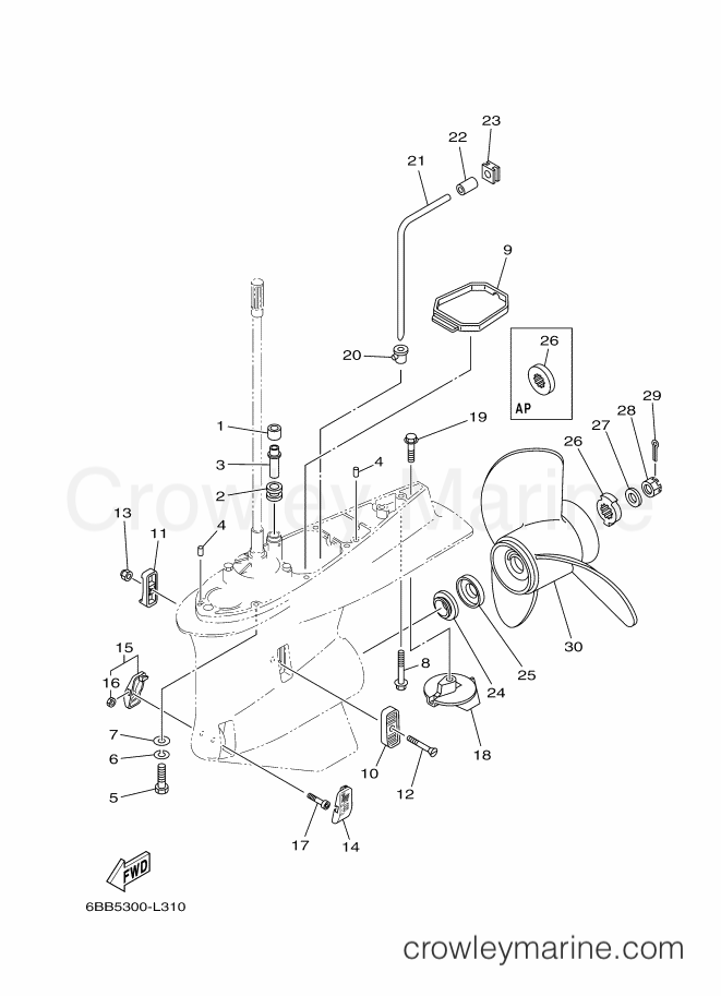 Yamaha Motors F225CETL (6BB6) [040] - LOWER CASING & DRIVE 2