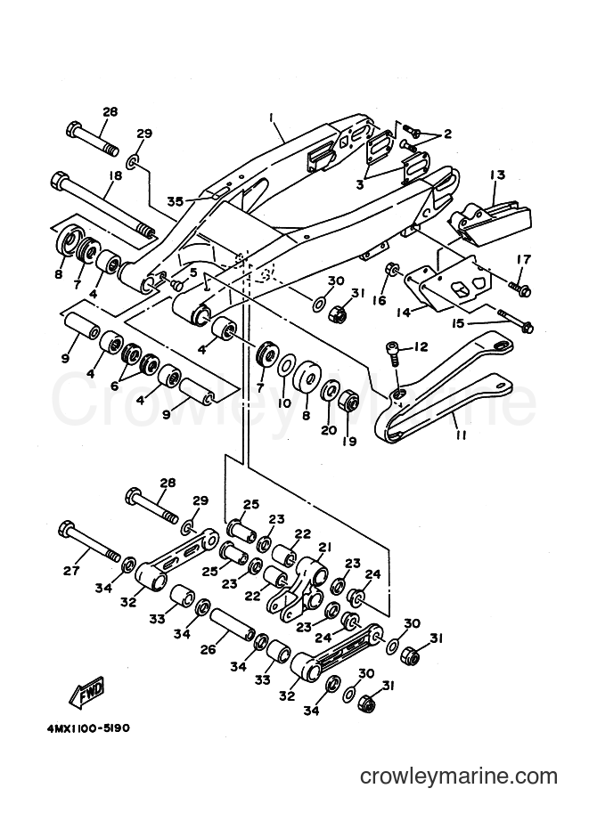 1995 Dirt Bike YZ250 - YZ250 (4MX2) [020] - REAR ARM