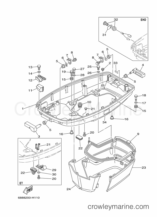 Yamaha Motors 85AETL (6888) [190] - BOTTOM COWLING