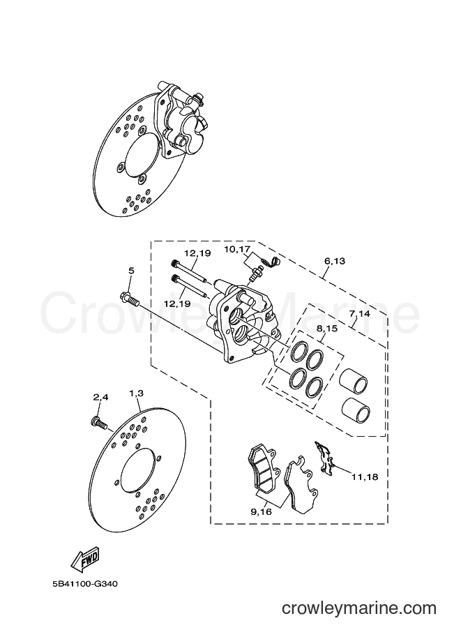 2012 ATV YXR700F - YXR700F (1RB3) [010] - FRONT BRAKE CALIPER