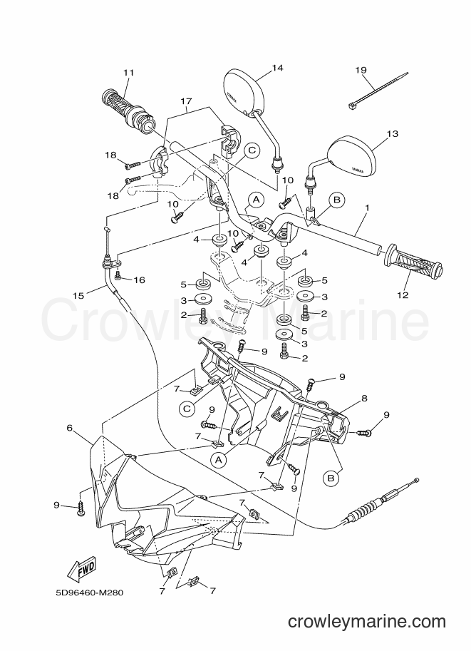 2014 Scooter T115LSE - T115LSE (5D97) [010] - STEERING HANDLE & CABLE