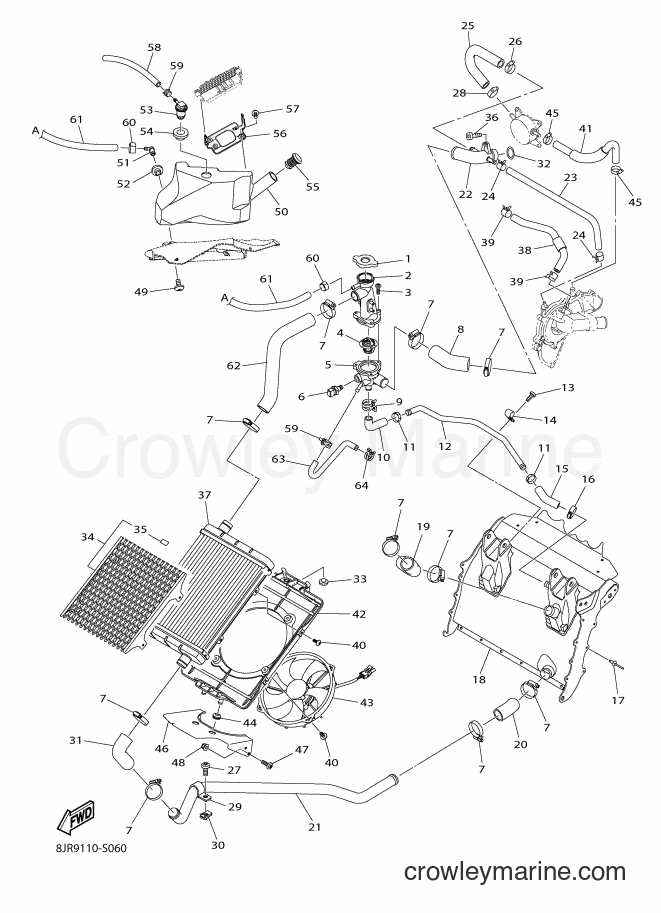 2017 Snowmobile SRV10RS - SRV10RS (8JW5) [010] - RADIATOR & HOSE