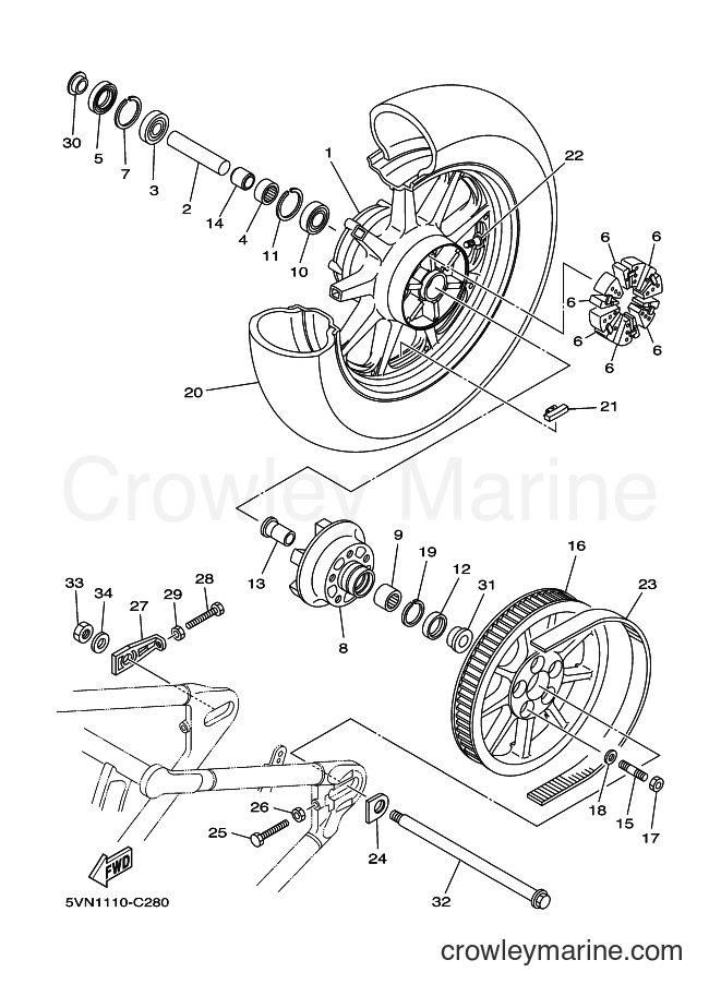 Yamaha Motors XV1700A (35S3) [010] - REAR WHEEL