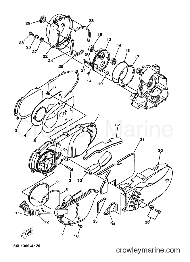 2004 Maxi-Scooter YP180E - YP180E (5XM3) [080] - CRANKCASE COVER 1