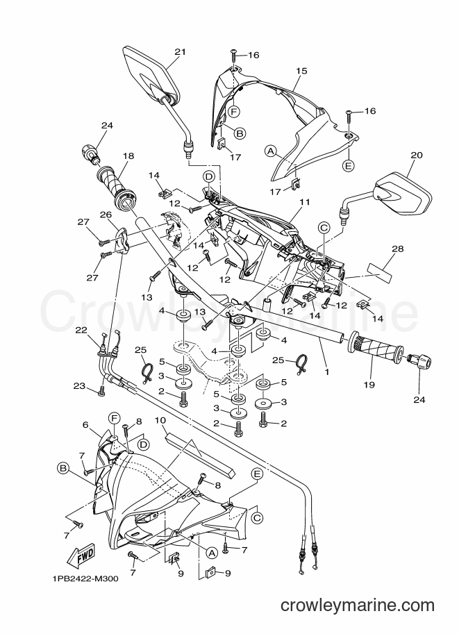 Yamaha Motors T115FSE (1PB2) [010] - STEERING HANDLE & CABLE