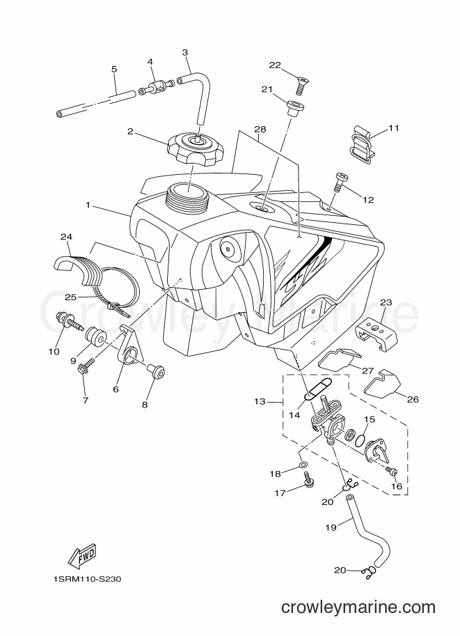 Yamaha Motors YZ125 (1SRM) [020] - FUEL TANK