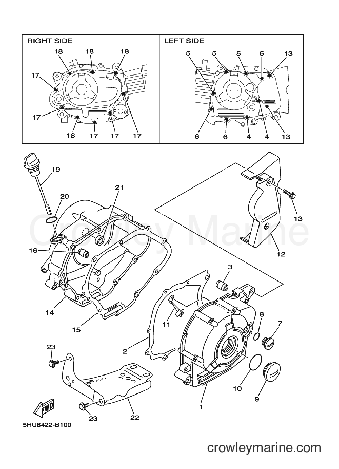 2005 Scooter T105E - T105E (5HUC) [010] - CRANKCASE COVER 1