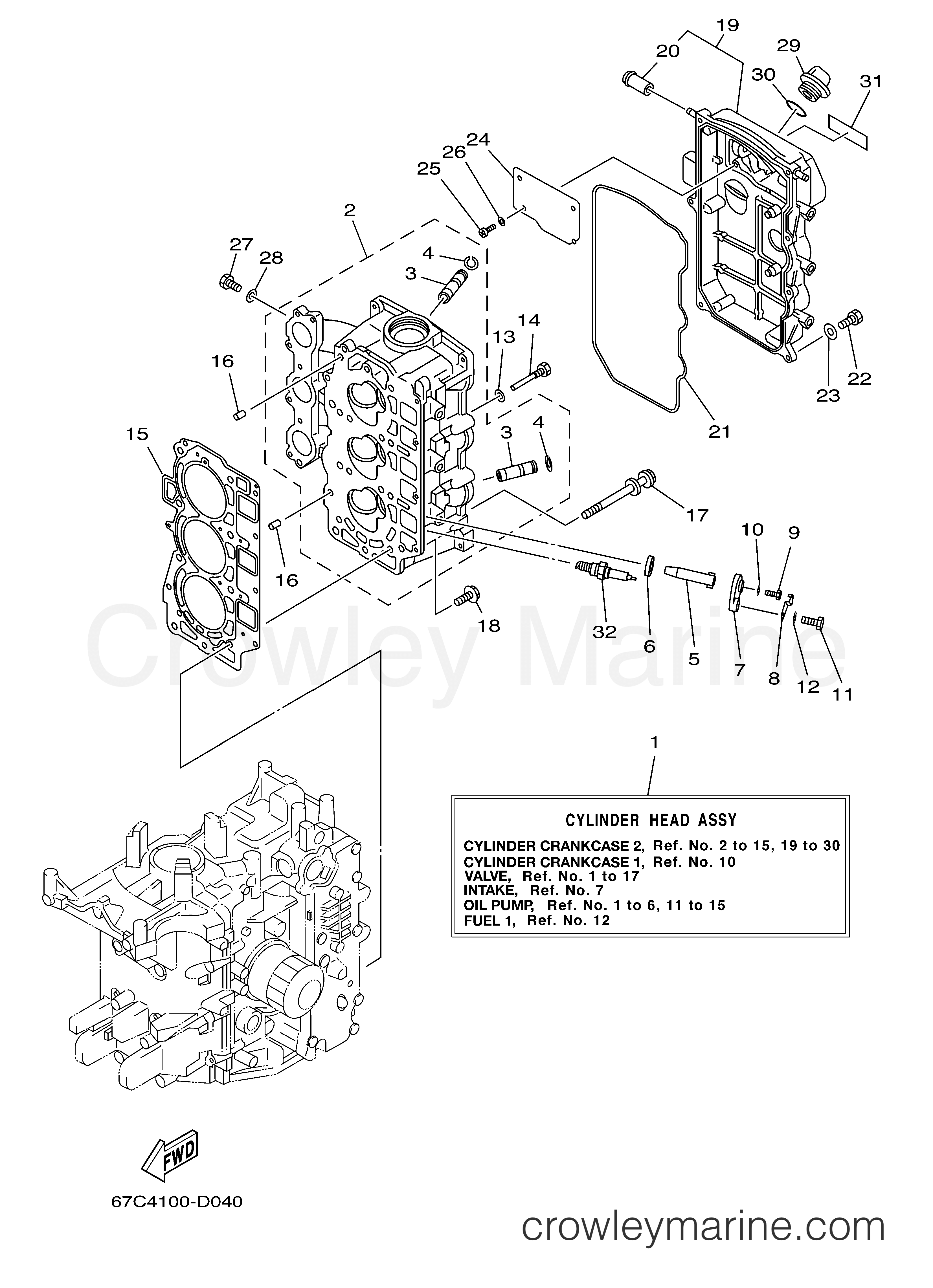 Yamaha Motors F40TLR - CYLINDER CRANKCASE 2