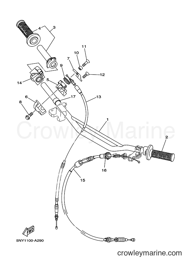 2003 Dirt Bike YZ125 - YZ125 (5UN2) [010] - STEERING HANDLE & CABLE