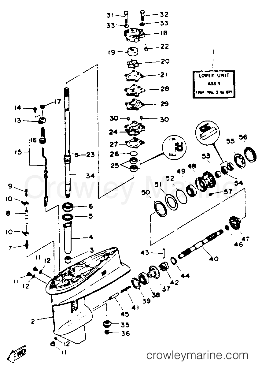 LOWER DRIVE 1 1993 Yamaha Outboard 30hp 30MSHR Crowley Marine
