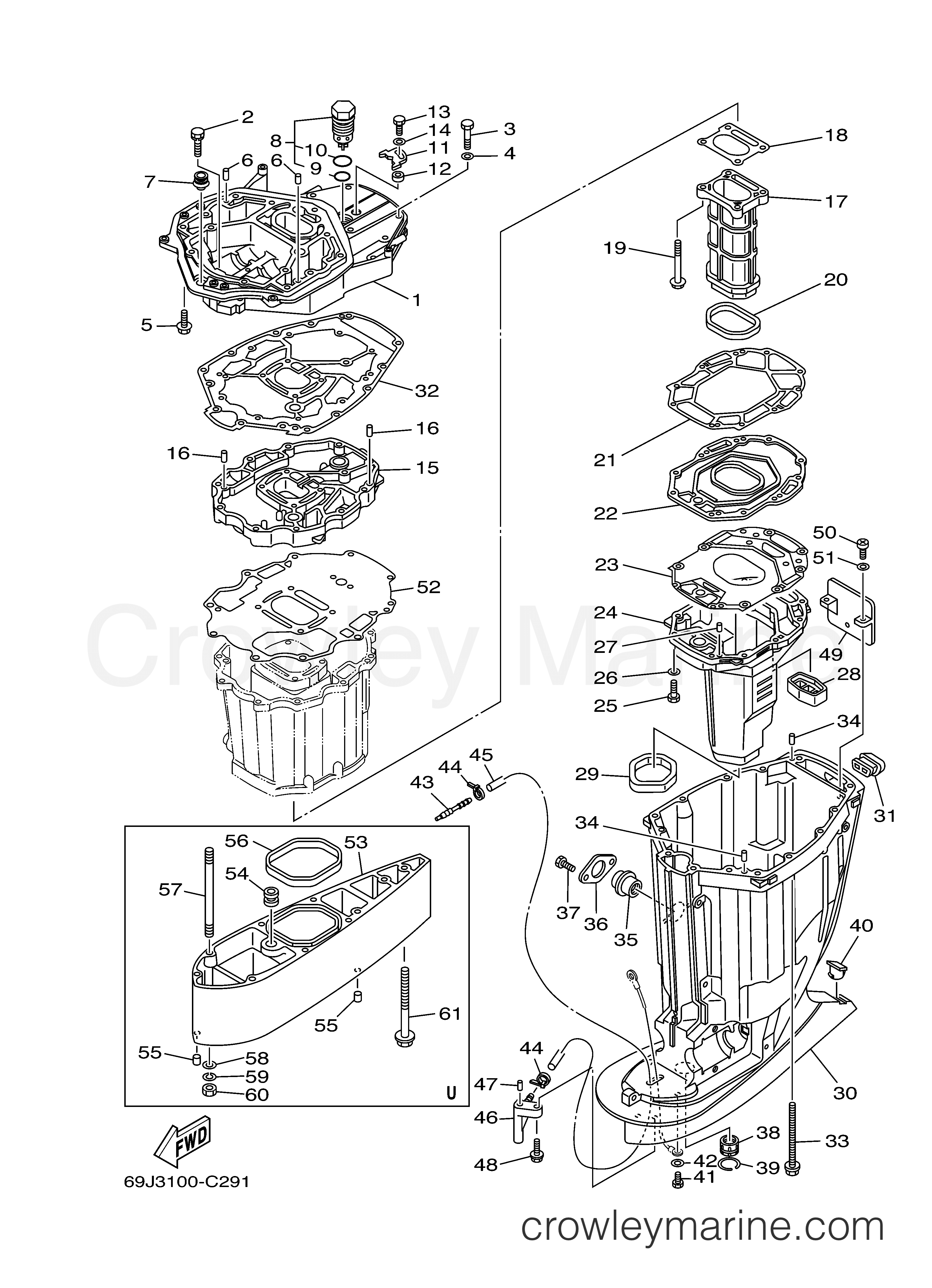 Yamaha Motors F250TXRD - UPPER CASING