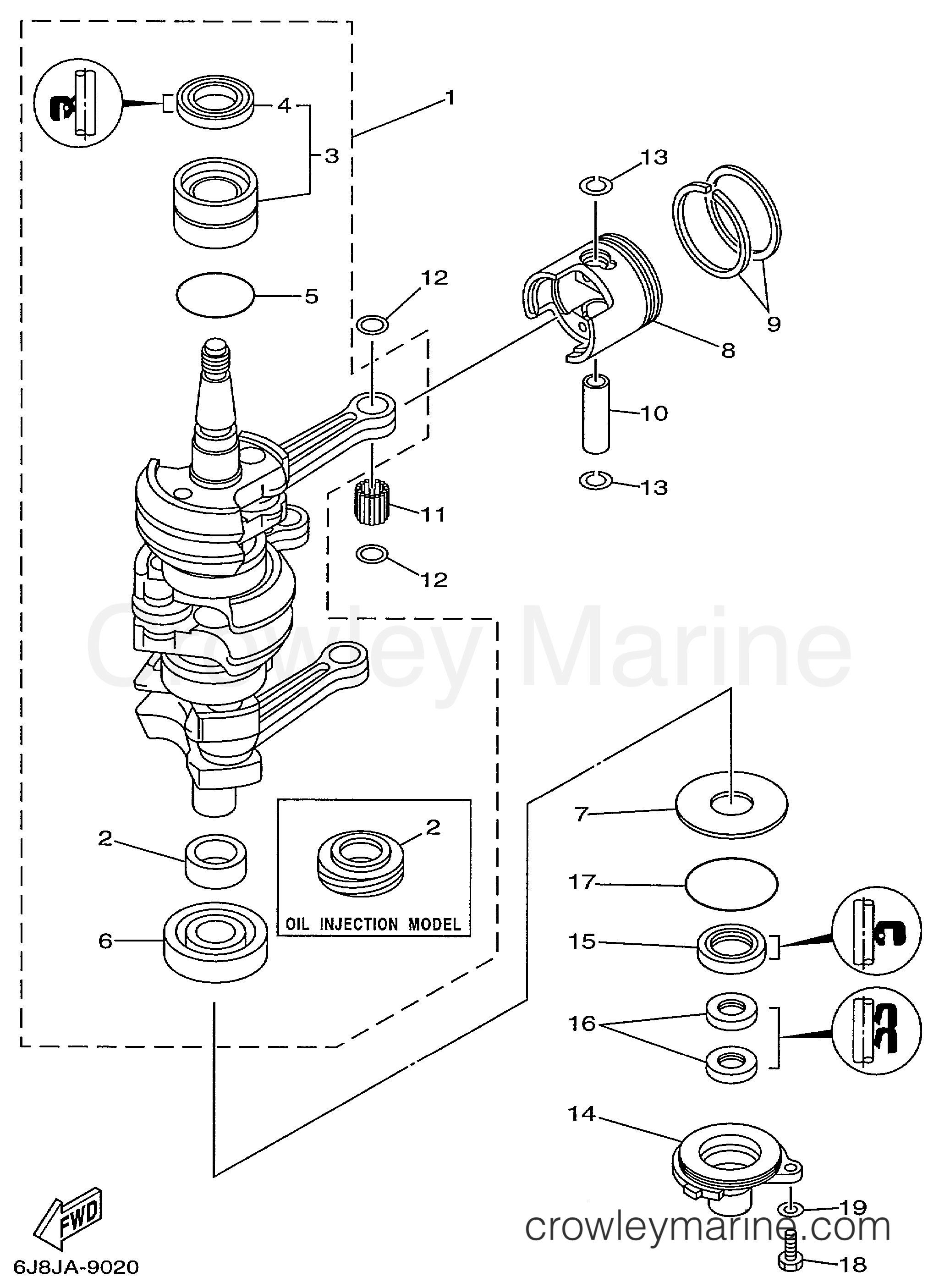 Yamaha Motors 30ELRY - CRANKSHAFT PISTON