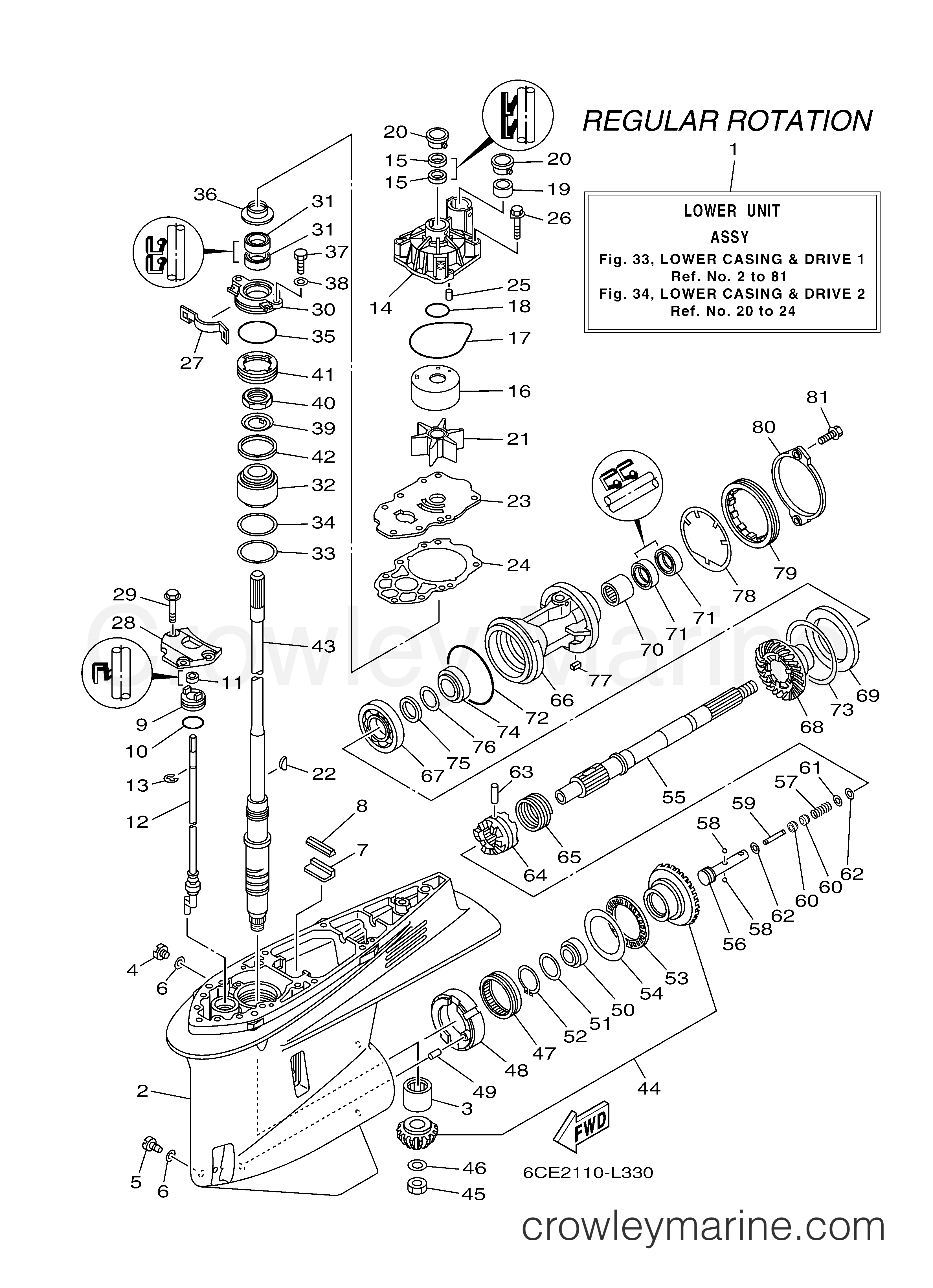 Yamaha Motors F250UCA - LOWER CASING DRIVE 1